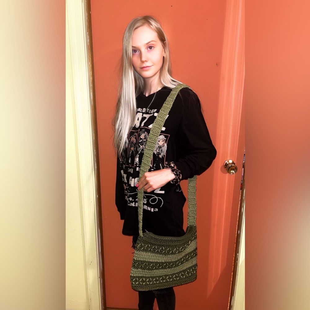 💚 Green Beaded Crochet Bag 💚